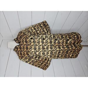Vintage 70s No Tags/Label gold & black quilted Asian influenced jacket